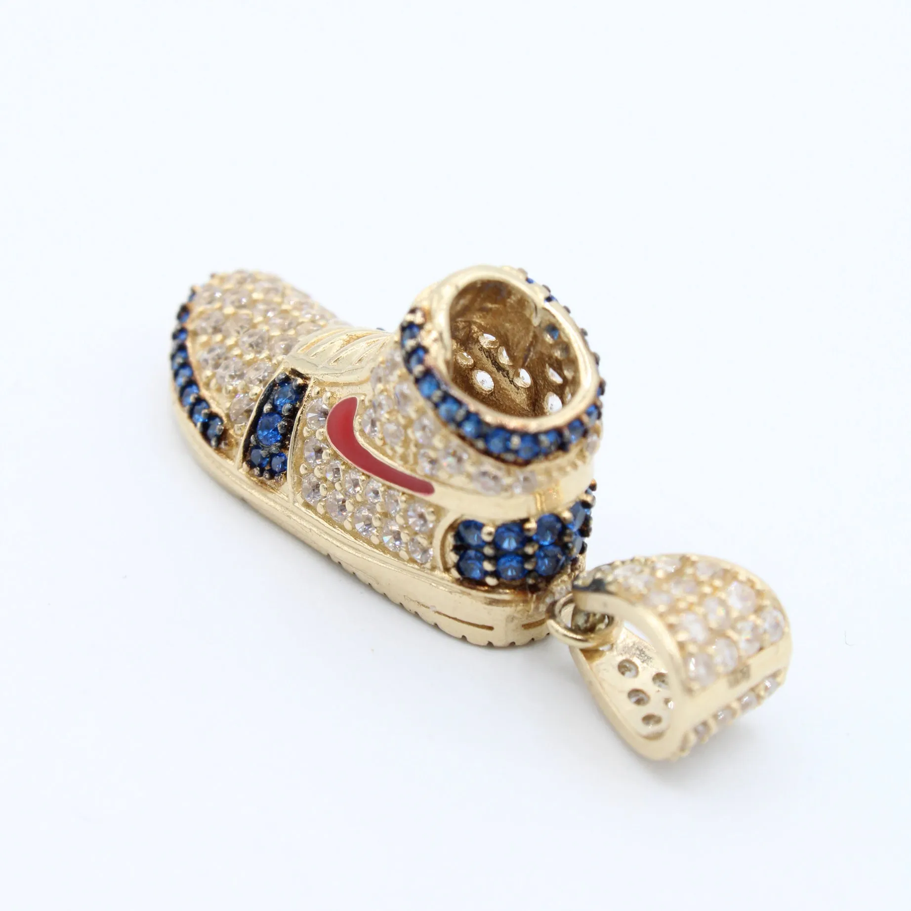 14K Cz Air One Shoes Pendant (1.2" Inches) JTJ™
