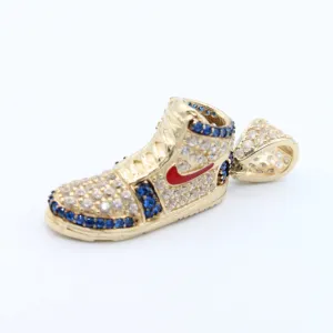 14K Cz Air One Shoes Pendant (1.2" Inches) JTJ™
