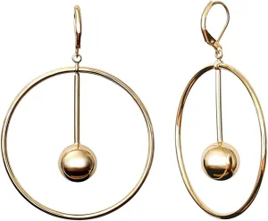 14k Gold Dangle Hoop Earrings for Women