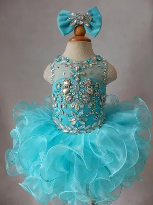 16 color --- Infant Illusion Cupcake Pageant Dress with Hair bow