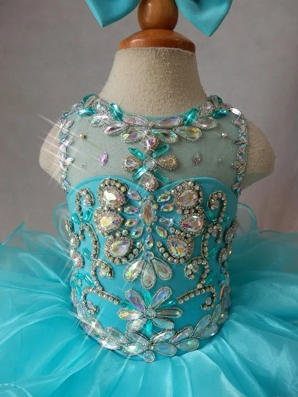 16 color --- Infant Illusion Cupcake Pageant Dress with Hair bow