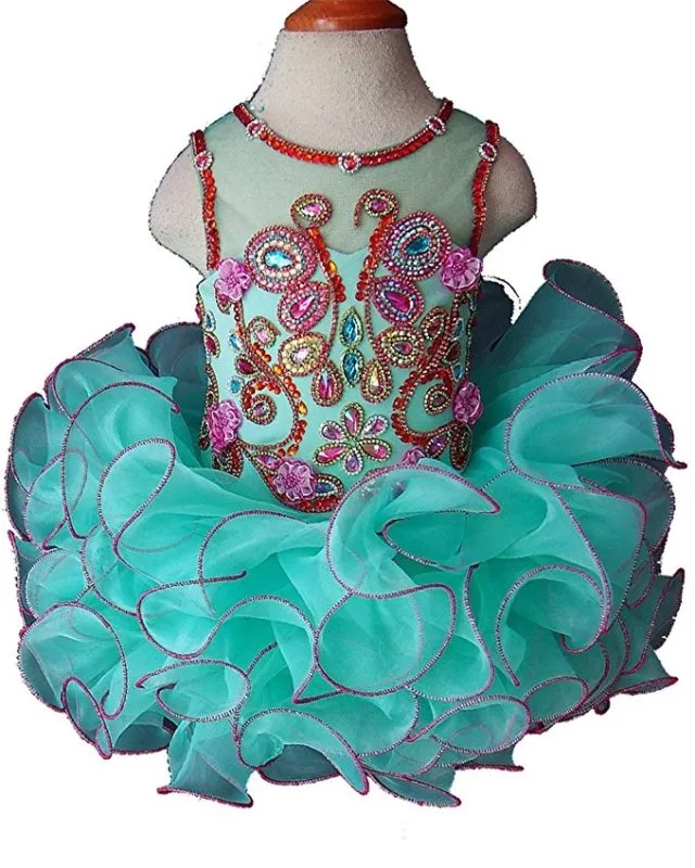 16 color-- Jennifer Wu Toddler Glitz Mint Cupcake Pageant Dress