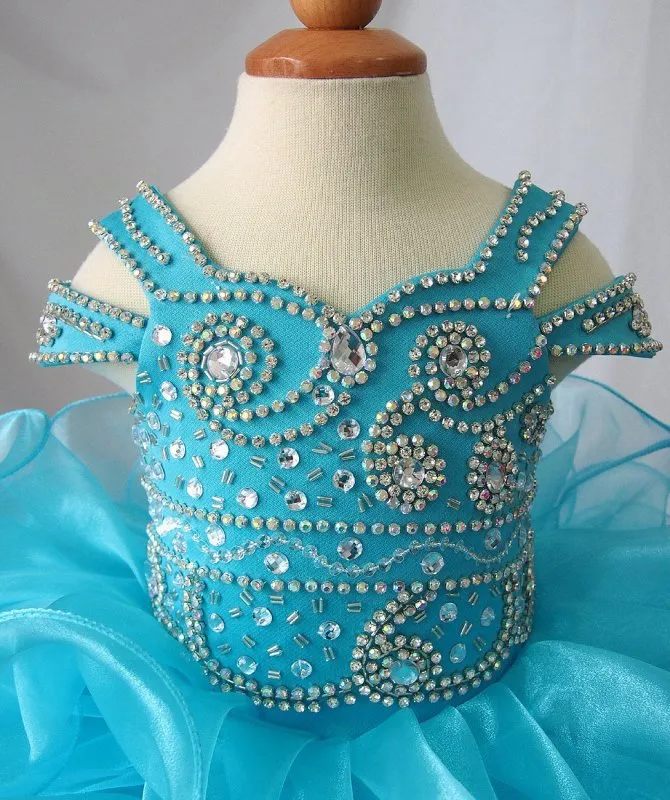 16 Color -- Stunning Beaded Bodice Little Girl Glitz Cupcake Pageant Dress