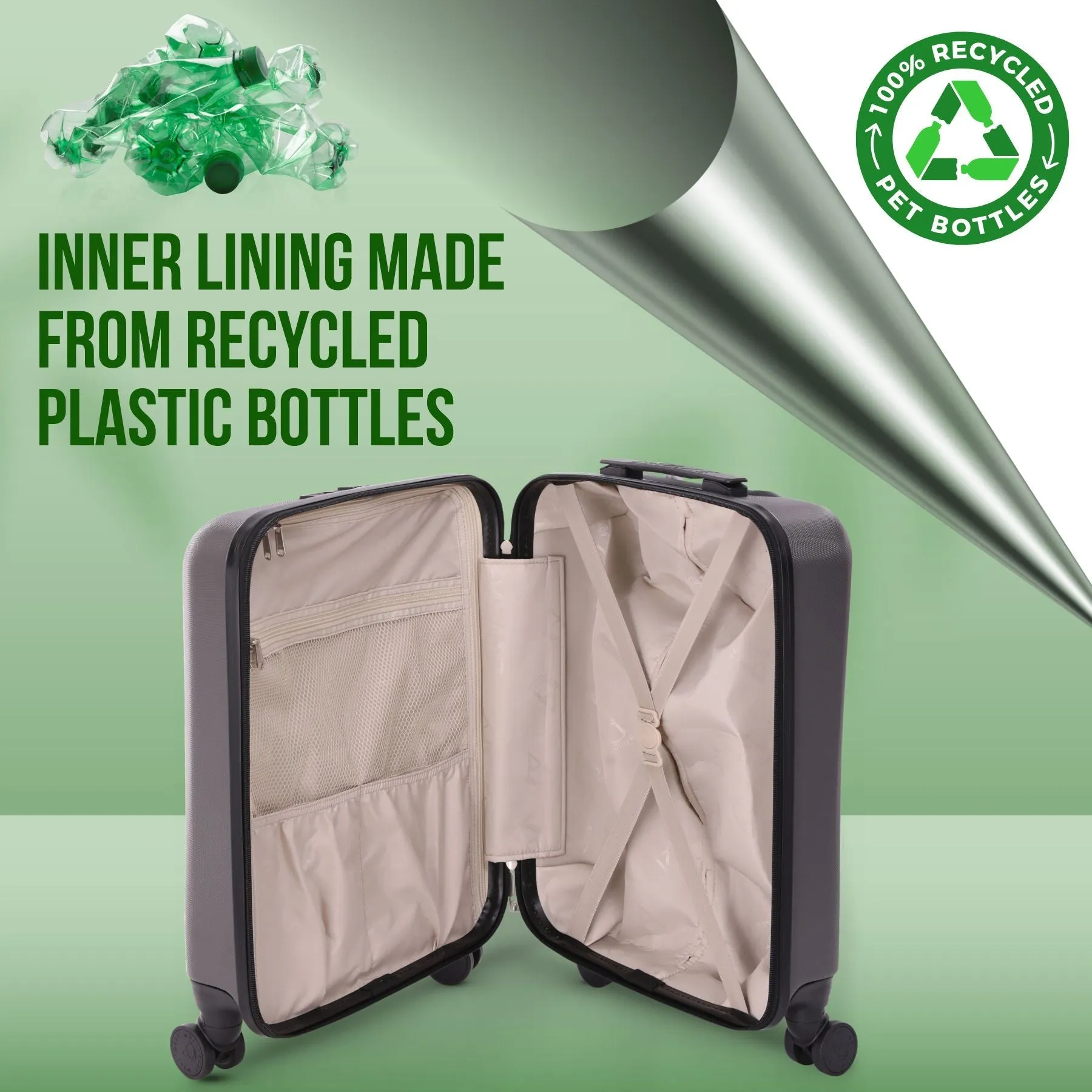 Aerolite (55x40x20cm) Ryanair Maximum Lightweight Hard Shell Cabin Hand Luggage, 4 Wheels
