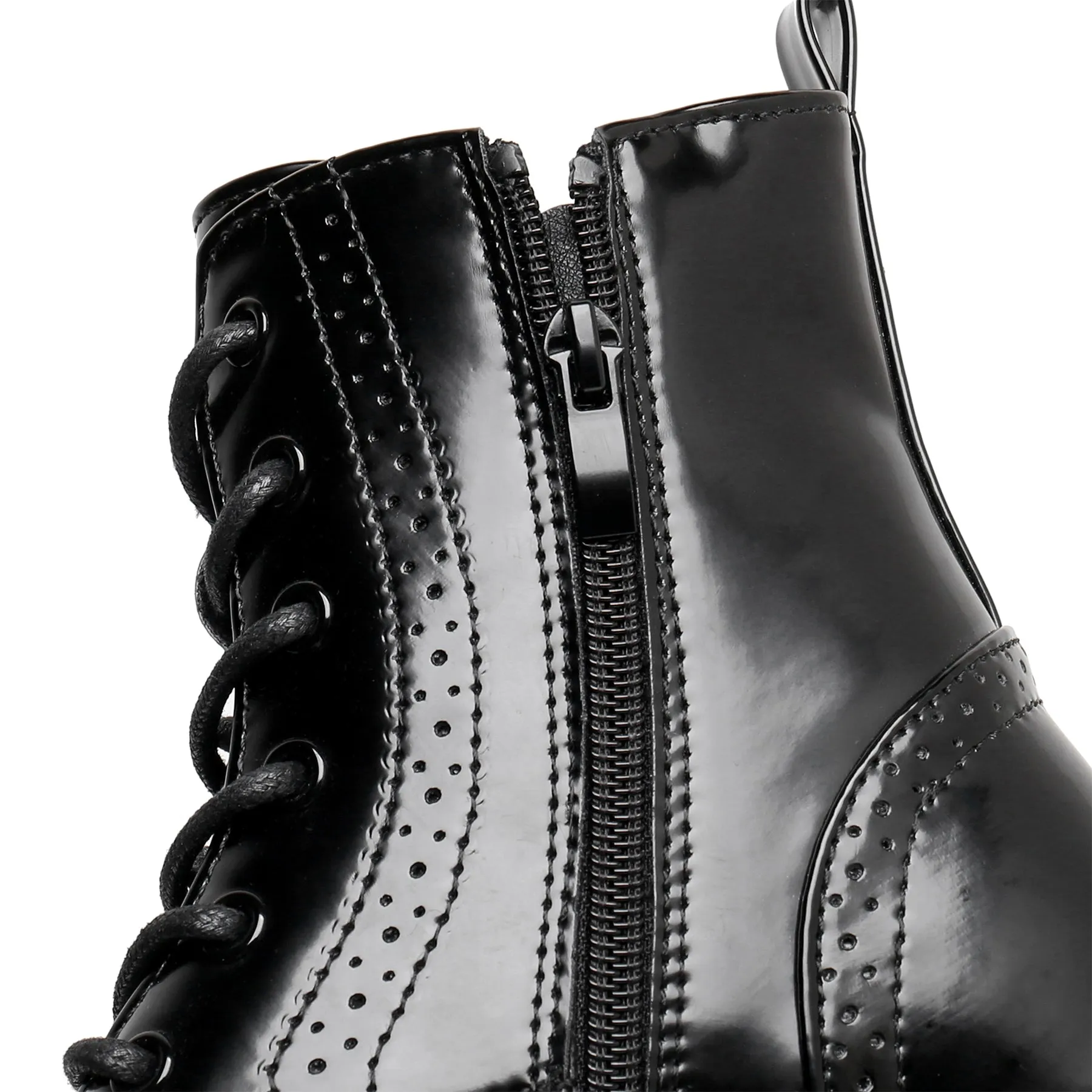 Apakowa Kids Gilrs Combat Boots with Side Zipper for Little/Big Kid-DY101-Lightblack