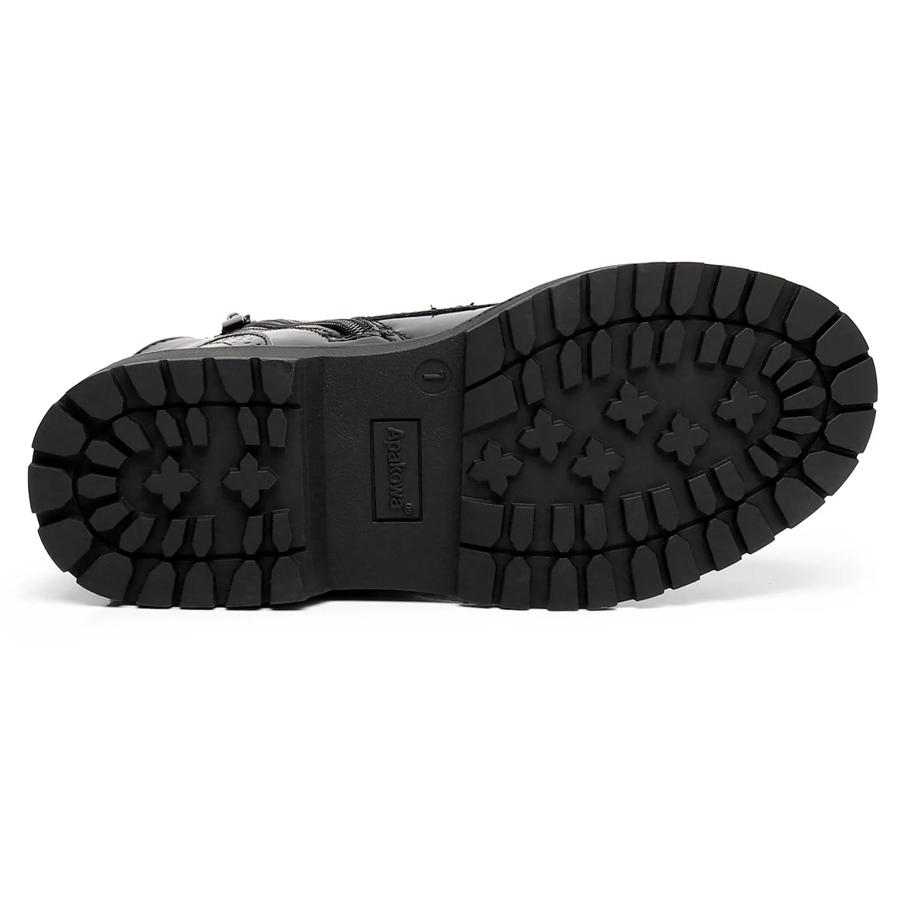 Apakowa Kids Gilrs Combat Boots with Side Zipper for Little/Big Kid-DY101-Lightblack