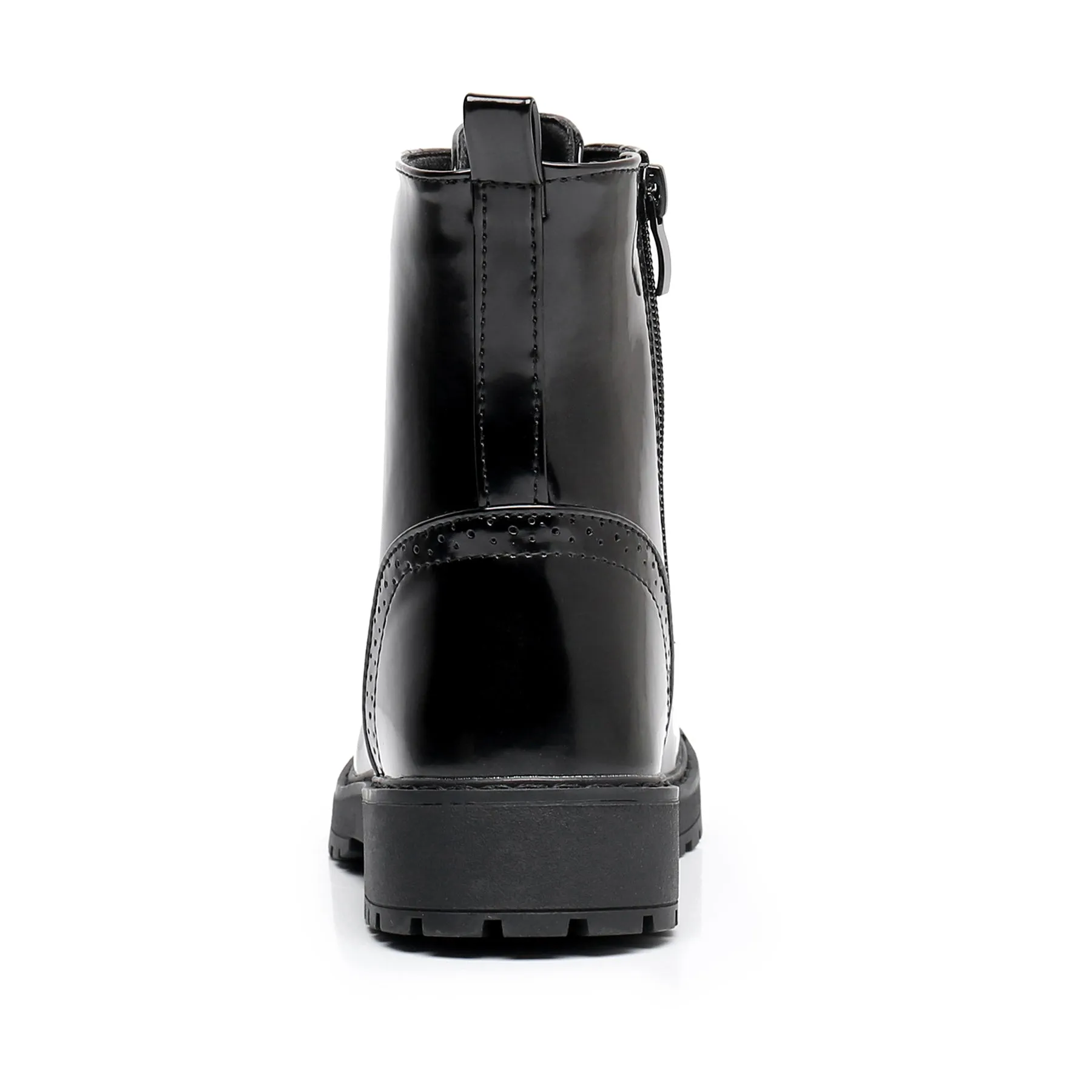 Apakowa Kids Gilrs Combat Boots with Side Zipper for Little/Big Kid-DY101-Lightblack