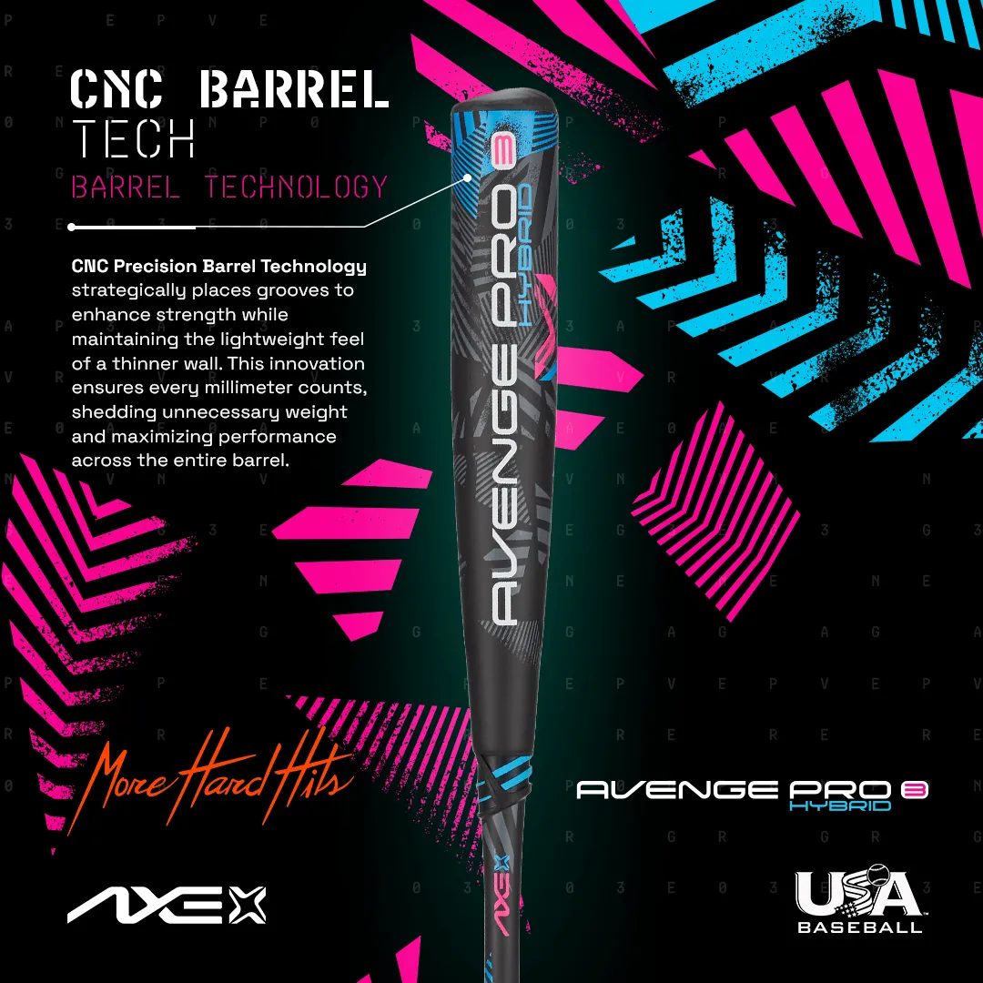 Axe Avenge Pro 3 Hybrid USA Baseball Bat , -10