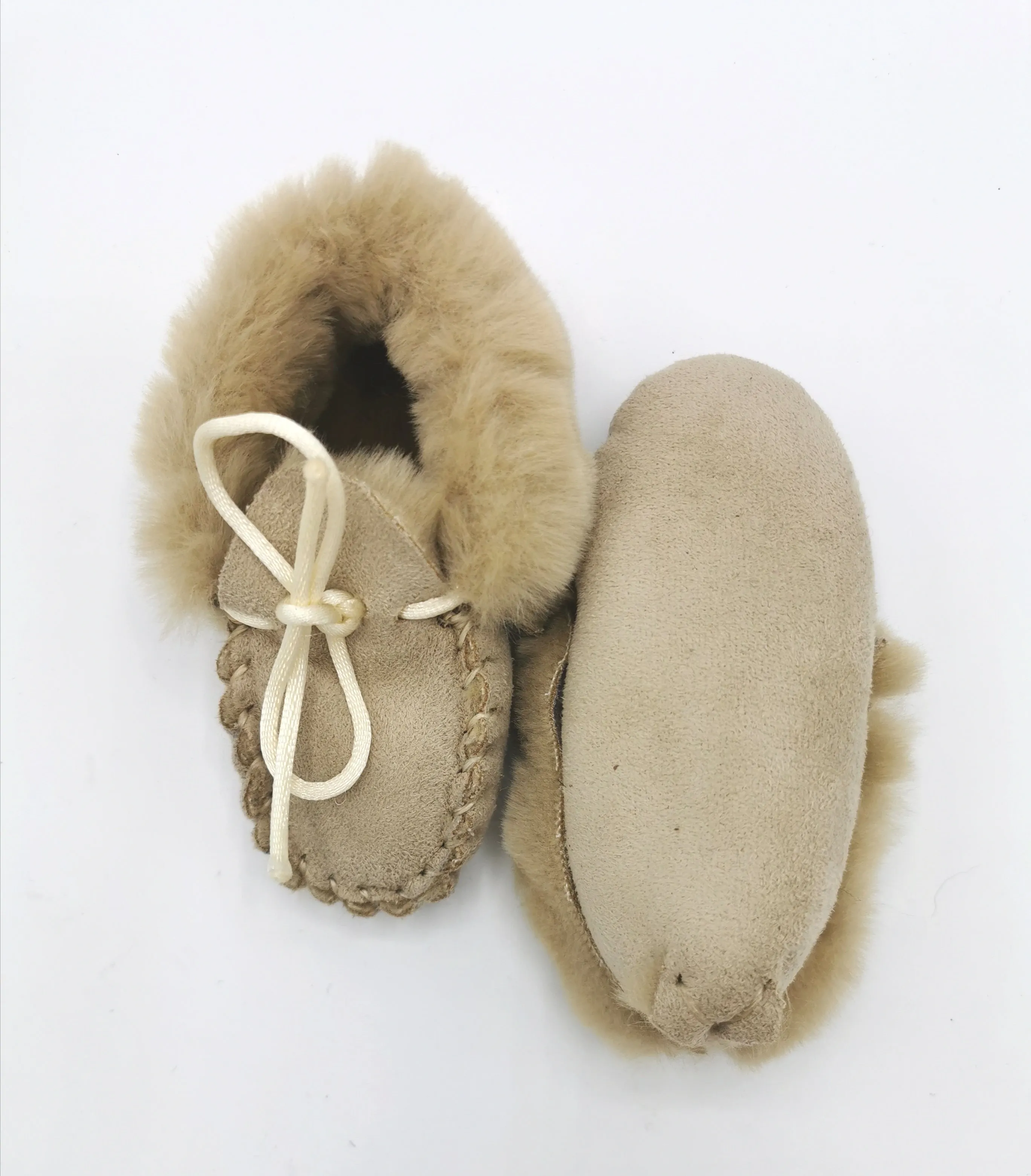 BABY GIRL SIZE 3/4 TODDLER - BABY MOCCASIN, TAN, LINED EUC B2