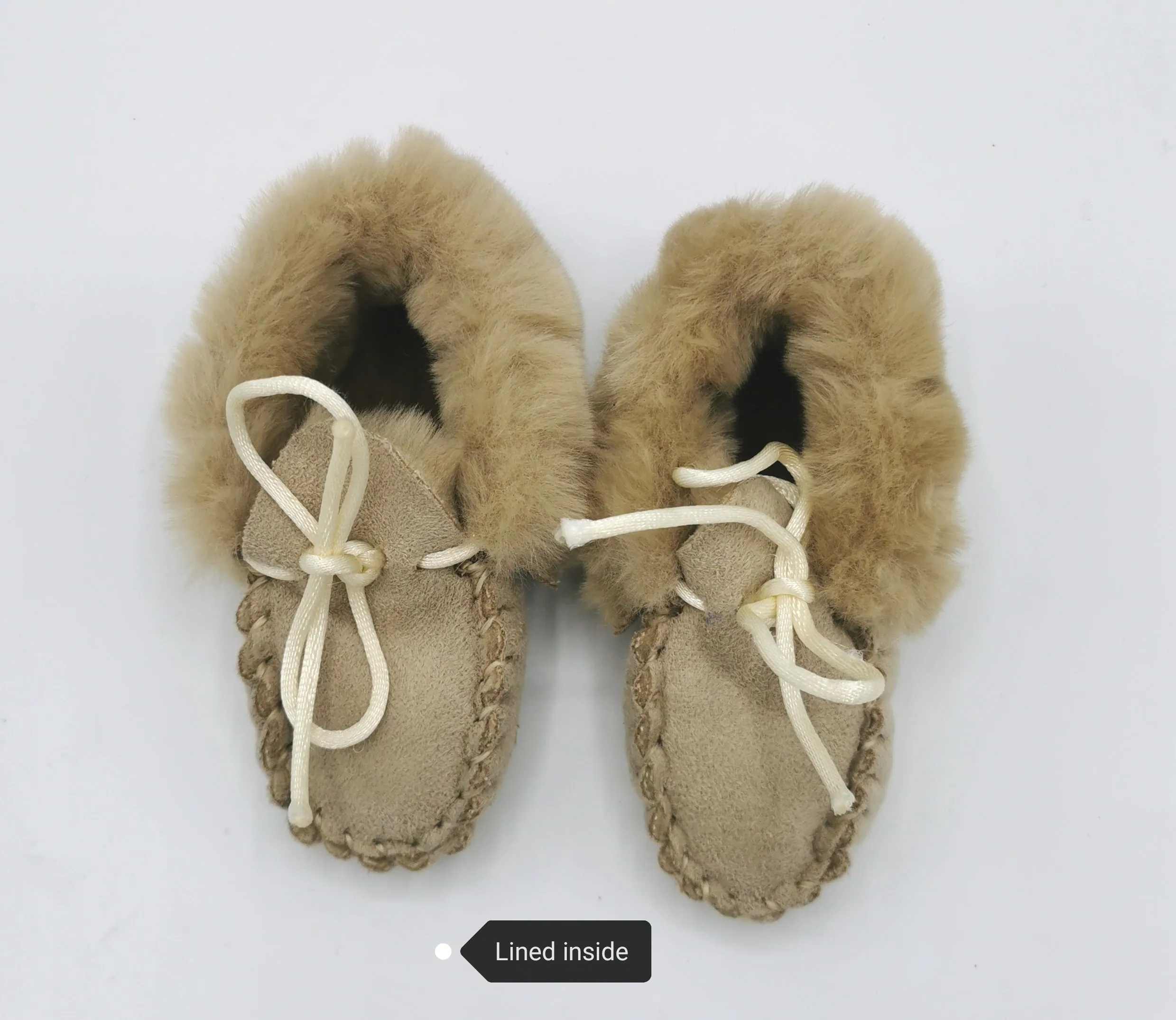 BABY GIRL SIZE 3/4 TODDLER - BABY MOCCASIN, TAN, LINED EUC B2