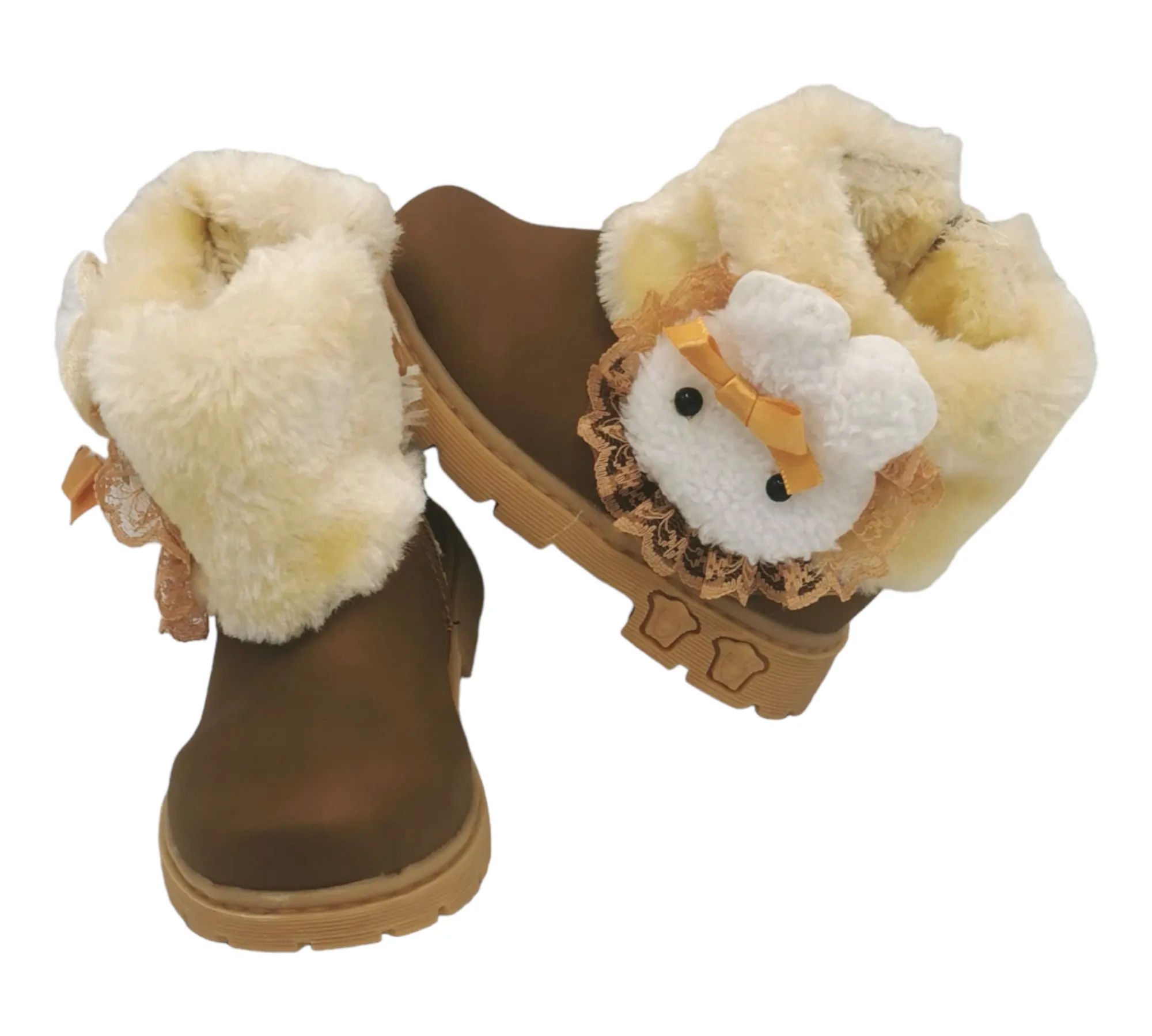 BABY GIRL SIZE 5 TODDLER - Fuzzy Ankle Boots EUC B19