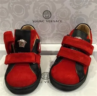 Boys Sneakers With Velcro-Red and Black