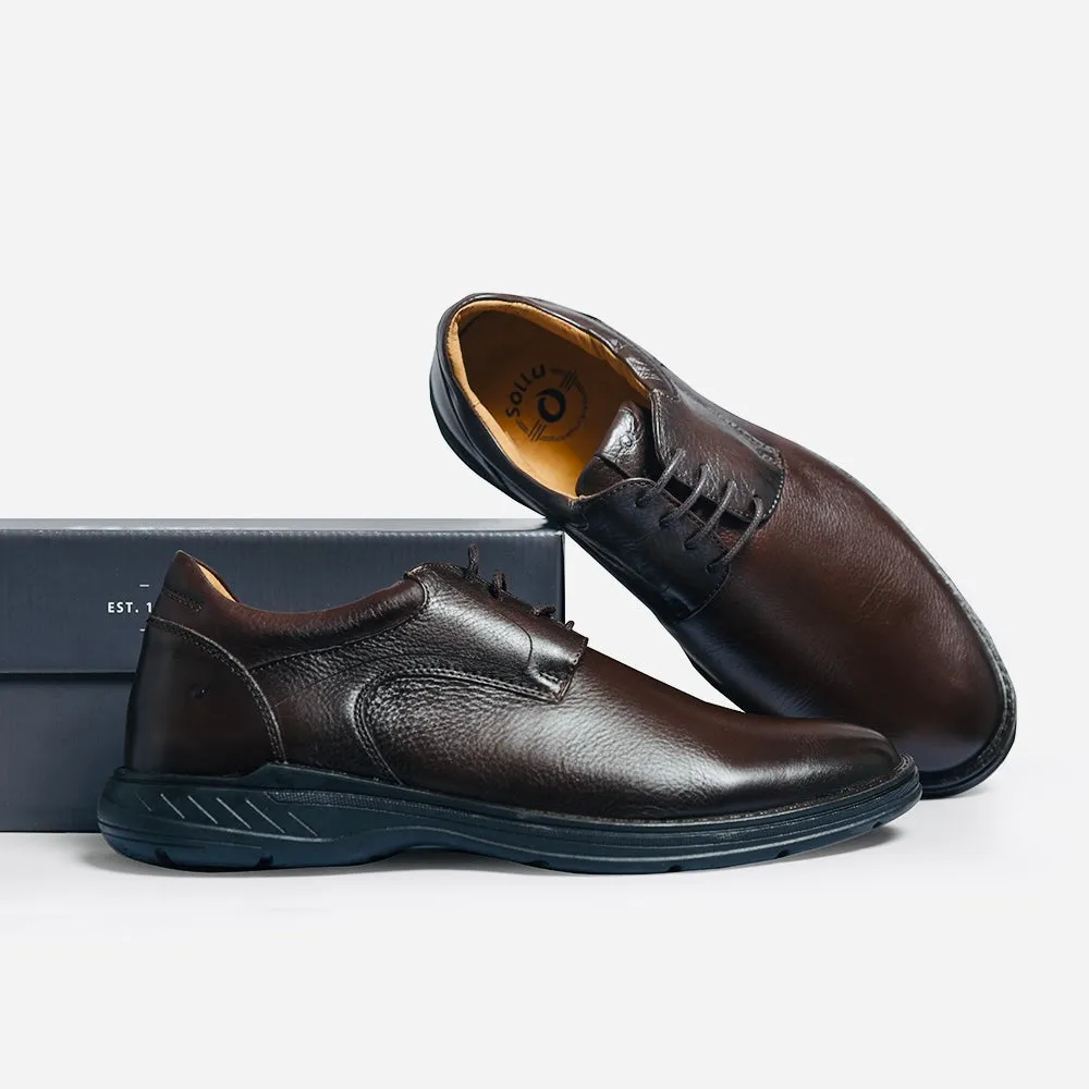 Brown Color Sollu Brand Men's Crew Shoes with Antishock technology ( With Laces ) - Made in Brazil