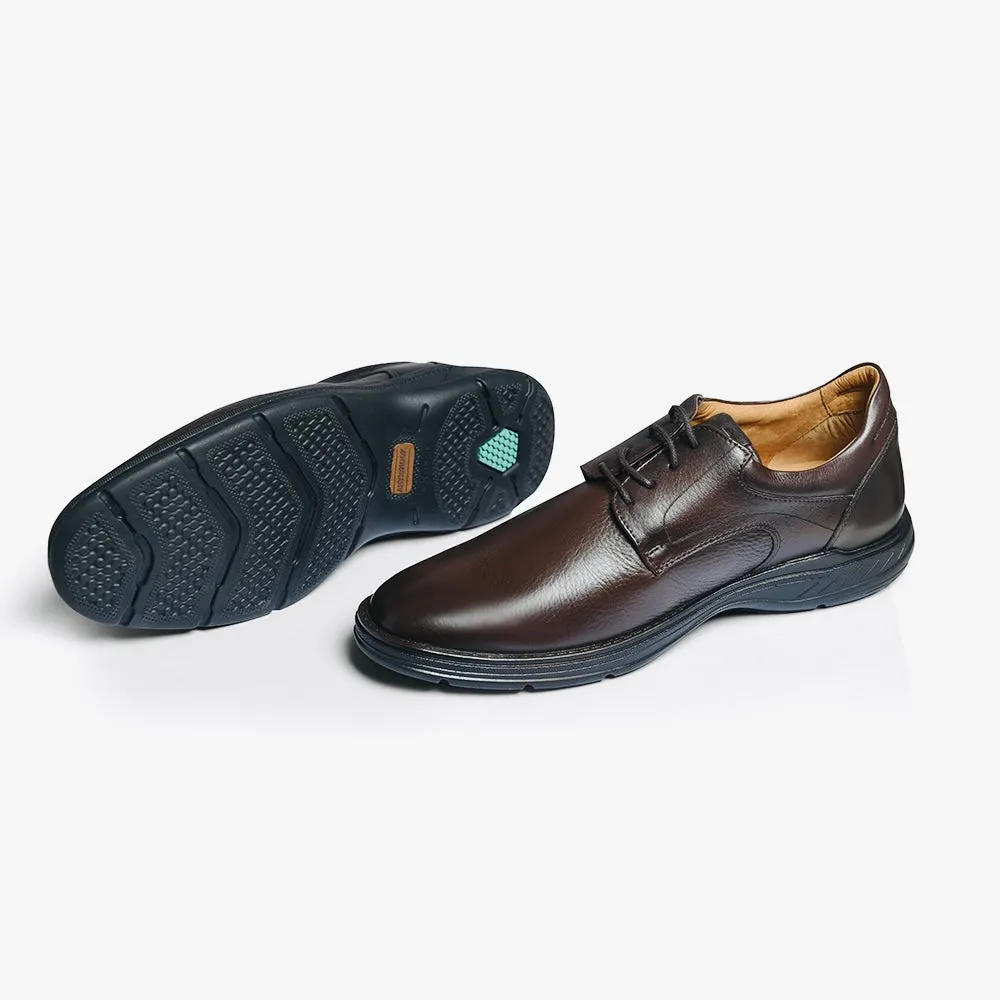 Brown Color Sollu Brand Men's Crew Shoes with Antishock technology ( With Laces ) - Made in Brazil
