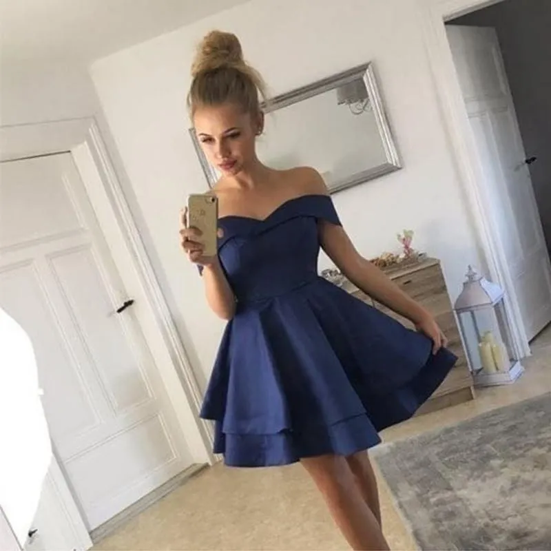 Burgundy Off Shoulder Short Sleeve Homecoming Dresses
