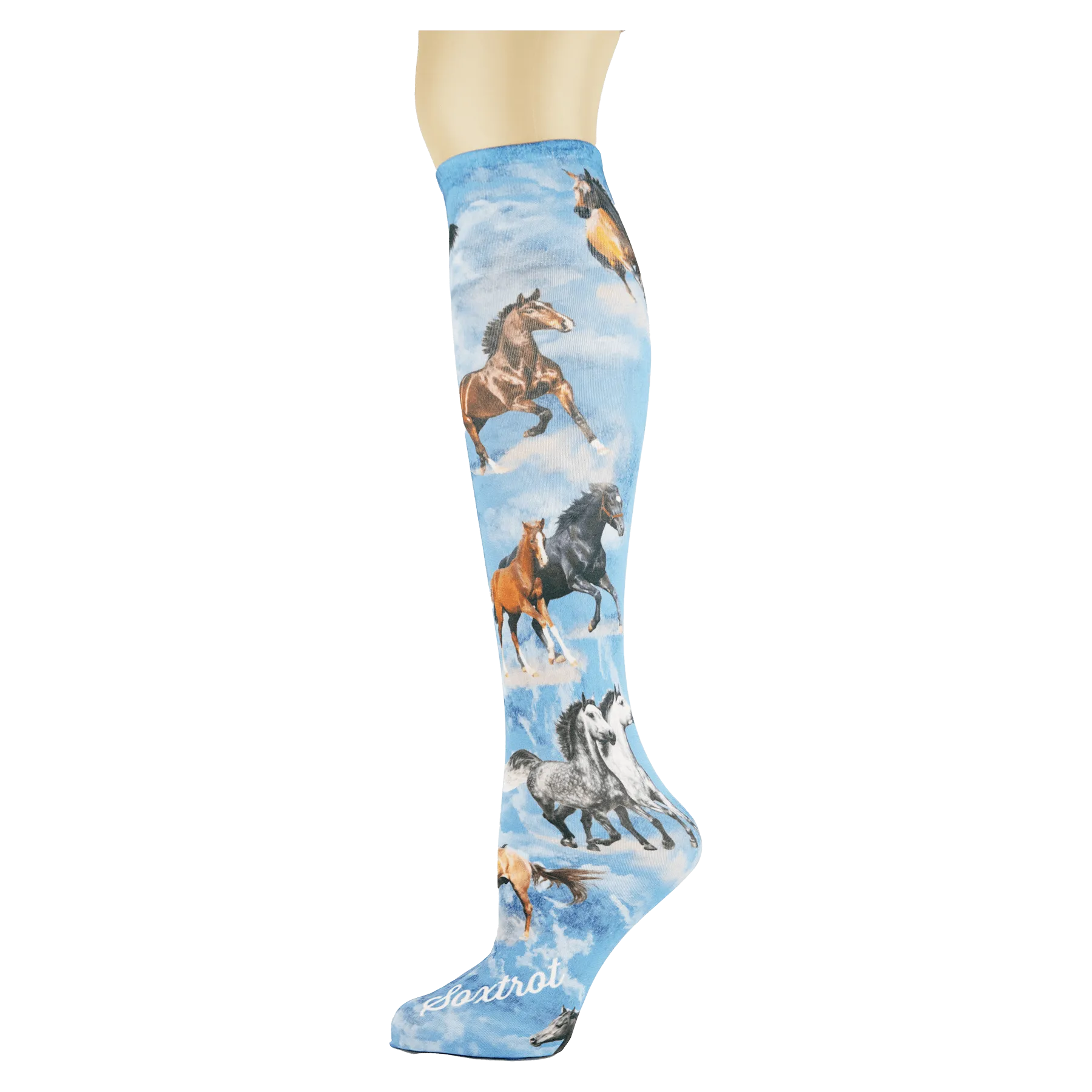 Denim Horses Youth Knee Highs