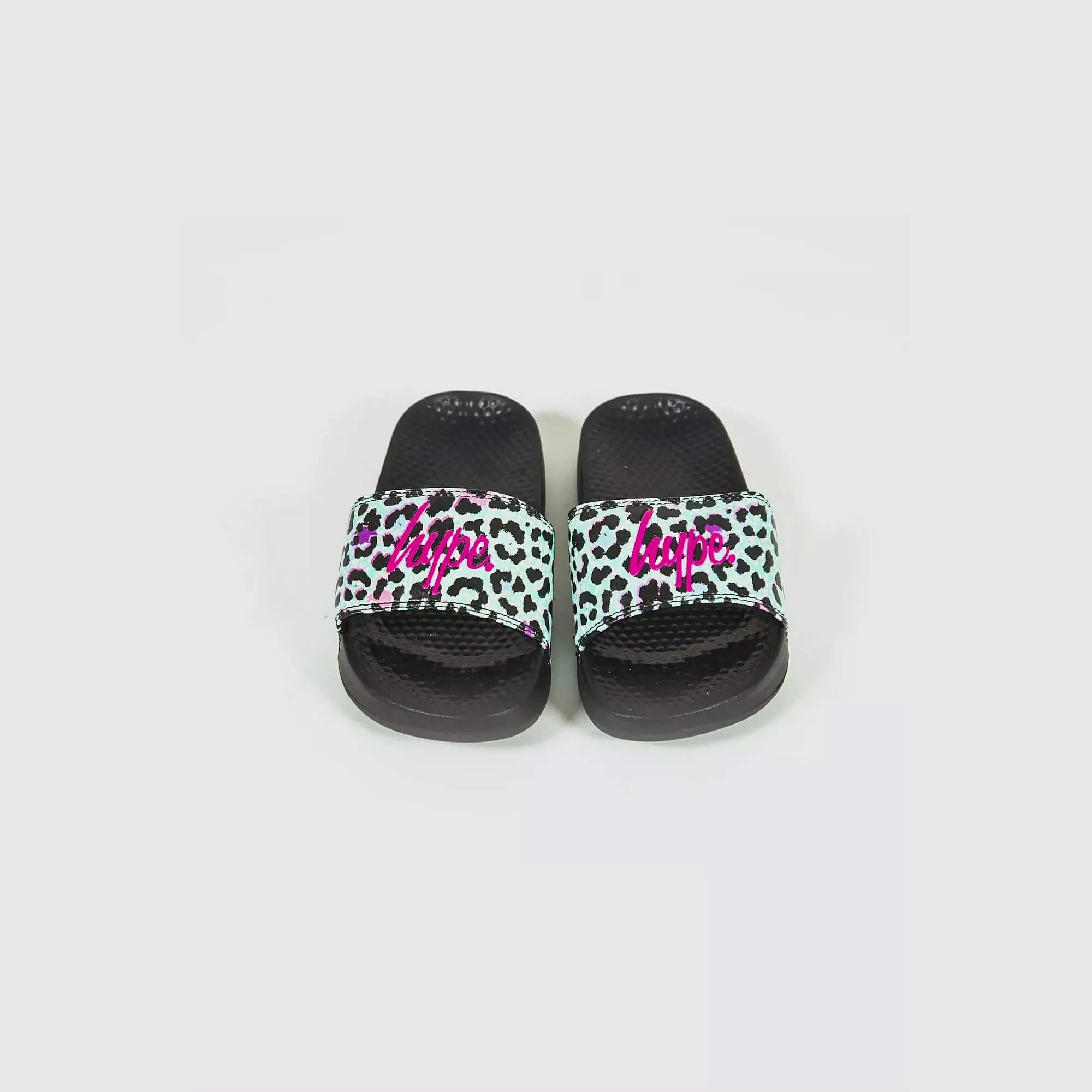 Dámske šlapky Hype Kids Unisex Black Ice Leopard Script Sliders