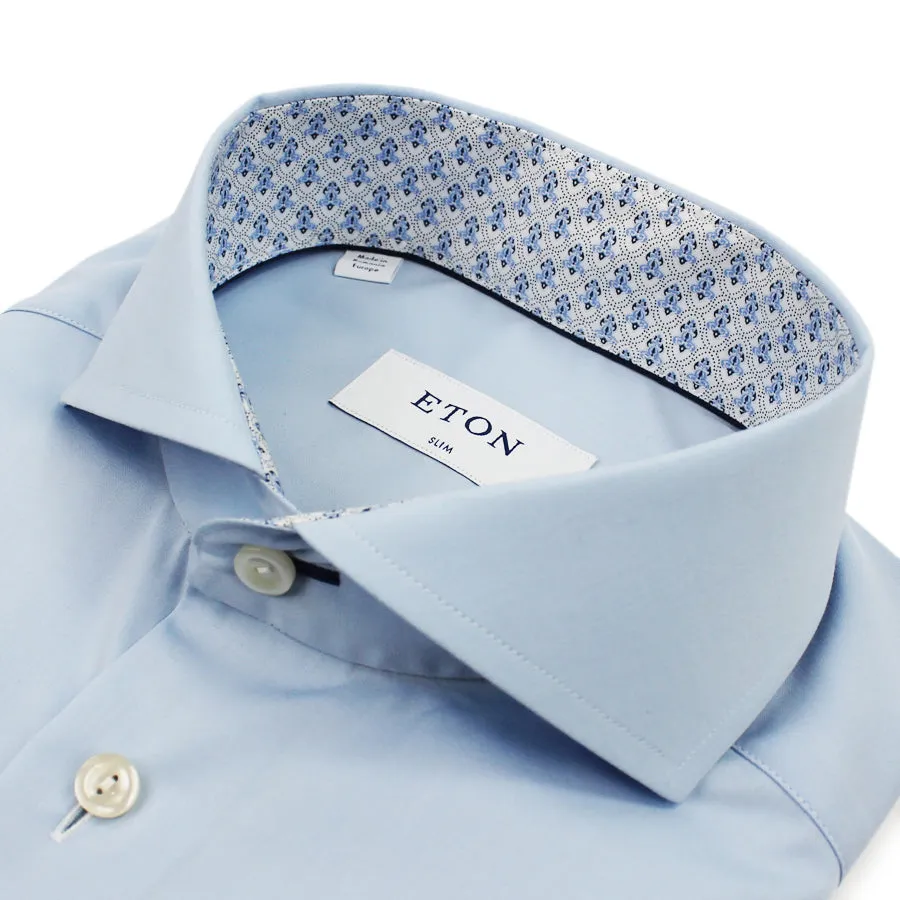 Eton - Slim Fit Patterned Trim Shirt in Blue