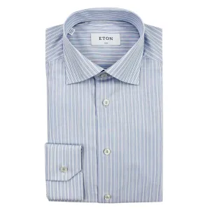 Eton - Slim Fit Striped Shirt in Blue & White