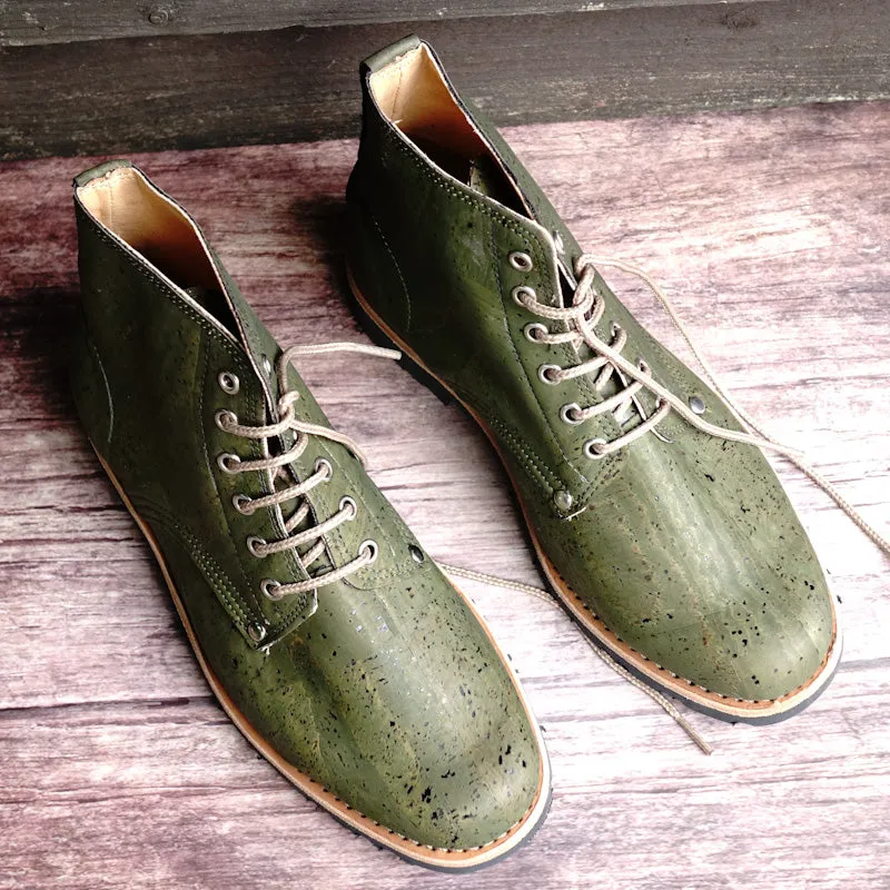 Everest Cork Lace-up Boots - Jungle Green