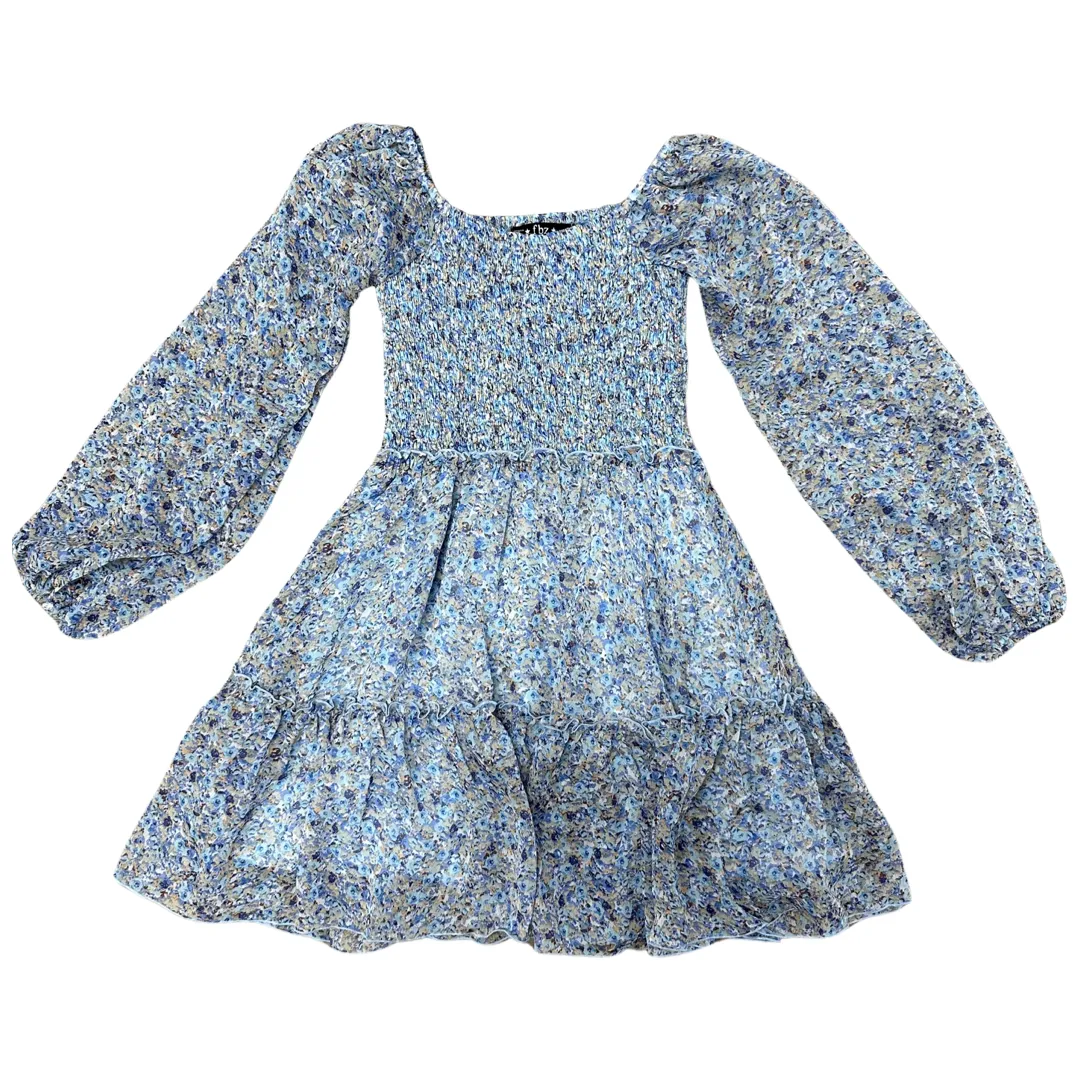 FBZ Blue Floral Smocked Dress