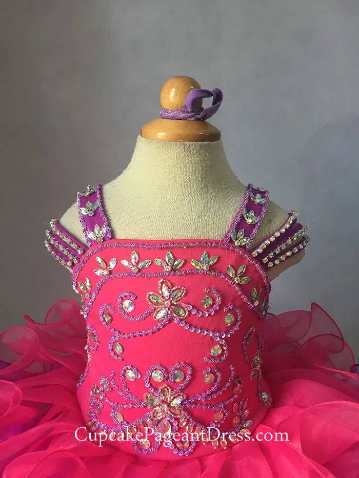 Fuchsia and Lilac Little Girls/Baby/Child/Infant/Toddler Glitz Pageant Dress