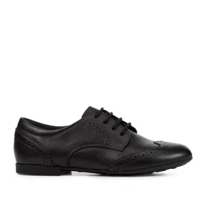Geox Plie Black School Shoe