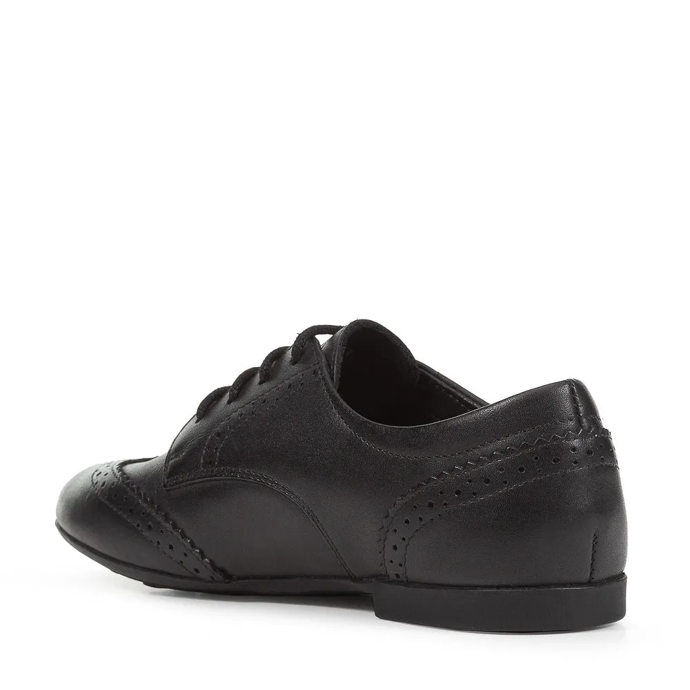 Geox Plie Black School Shoe