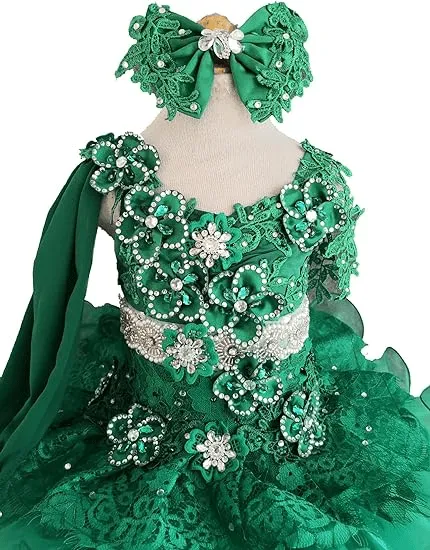 Glitz Beaded Bodice Little Girl /Baby Girl/Baby Miss Cupcake Pageant Dress