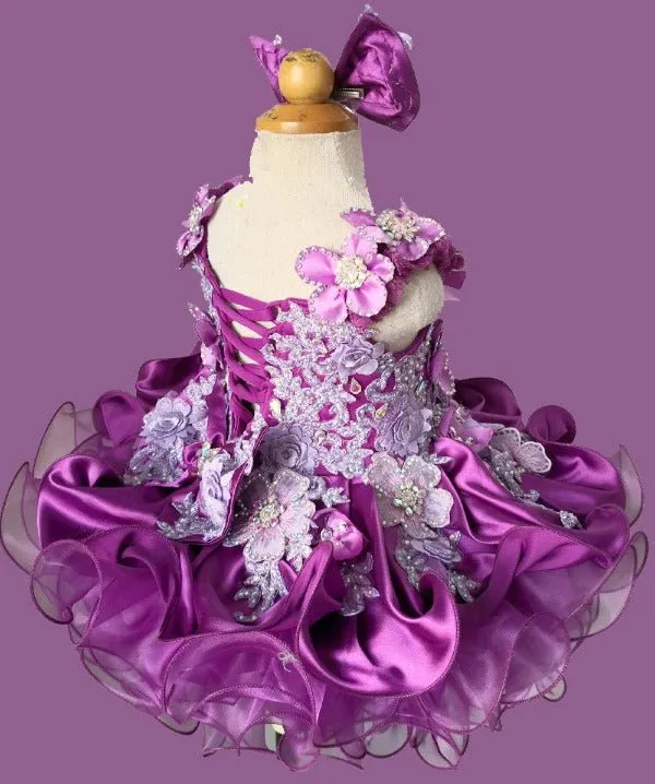 Glitz Beaded Bodice Little Girl/Baby Miss/kids Purple Pageant Dress