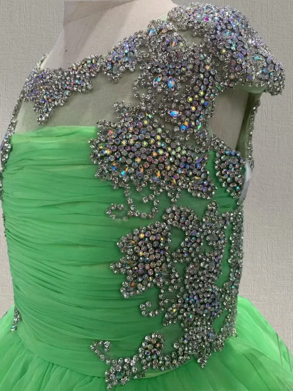 Glitz Lime Green Evening Dress For Little girls