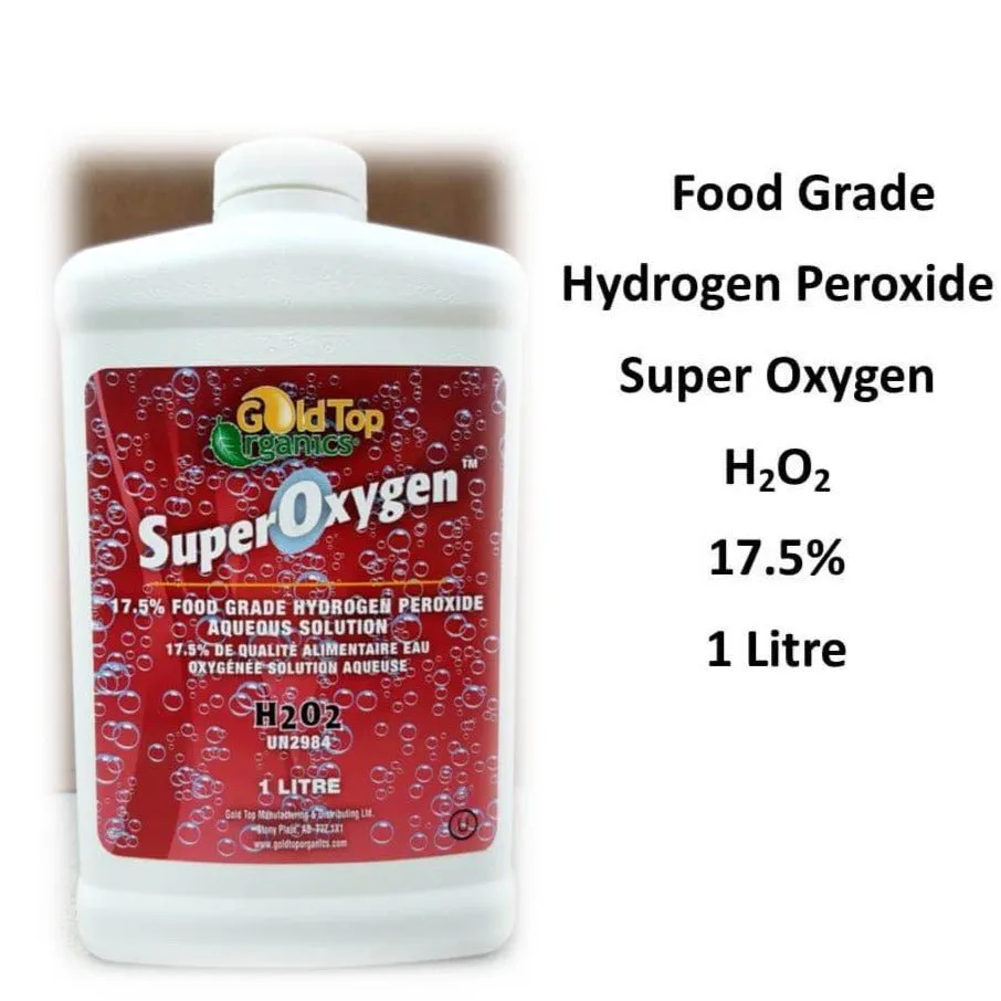 Gold Top Organics  Super Oxygen H2O2 17.5 %  1 Litre