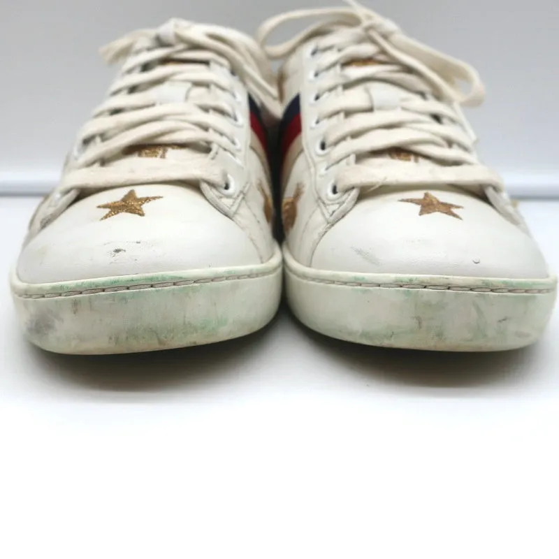 Gucci Ace Bees & Stars Embroidered Sneakers White Leather Size 35.5