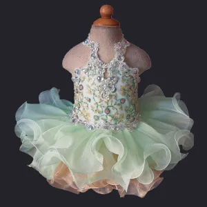 Halter Lace Beaded Newborn Cupcake Pageant Dress G040-8