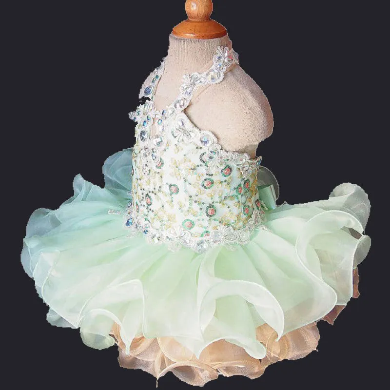 Halter Lace Beaded Newborn Cupcake Pageant Dress G040-8