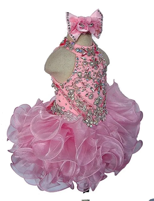 Heavy Beaded Little Girl/Child/Toddler Cupcake Pageant Dress