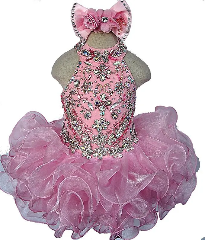 Heavy Beaded Little Girl/Child/Toddler Cupcake Pageant Dress