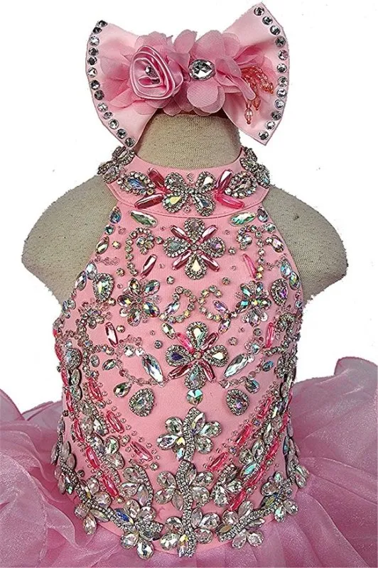 Heavy Beaded Little Girl/Child/Toddler Cupcake Pageant Dress