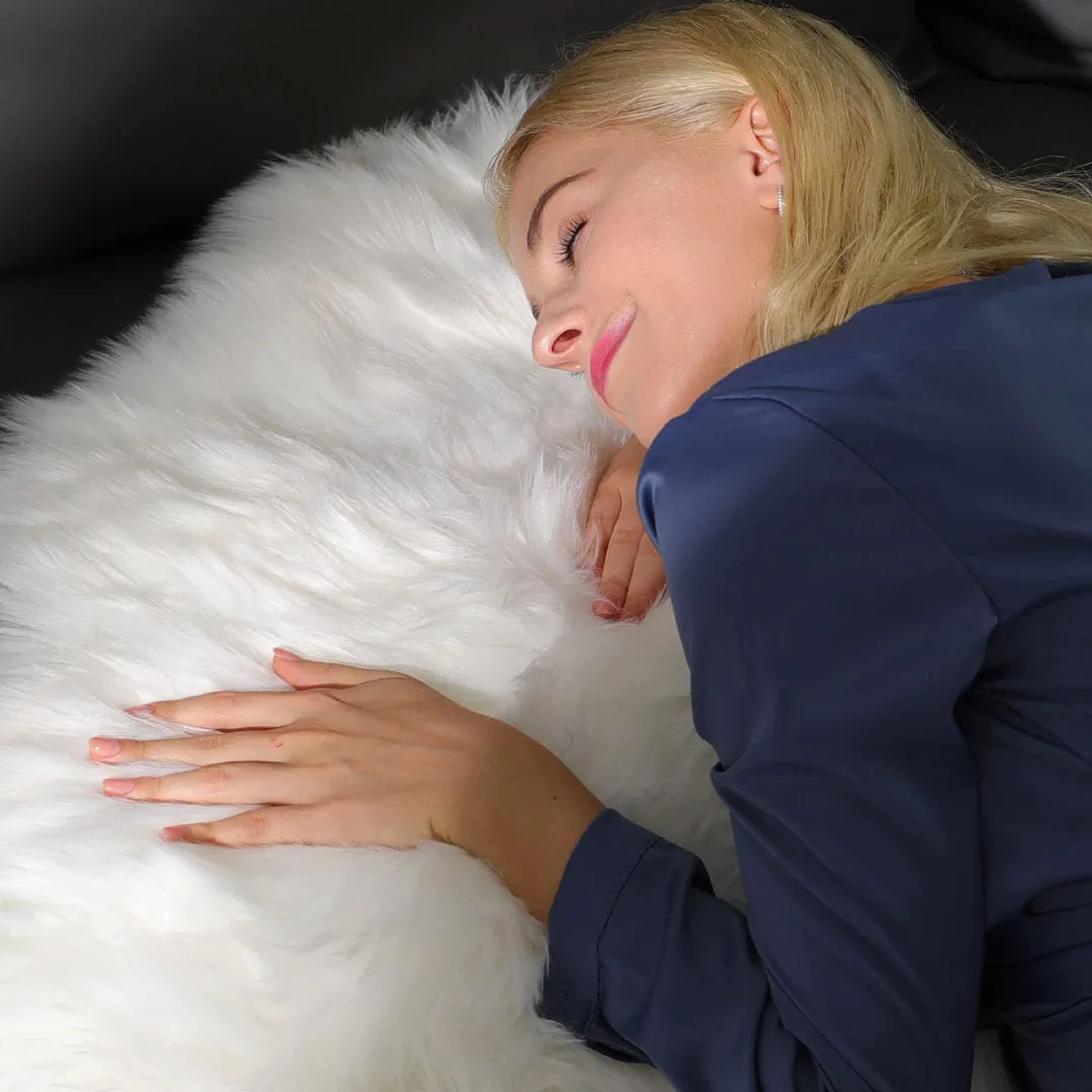 Kayzlynn Shag Faux Sheepskin White Rug Everly Quinn Rug Size: Round 4'