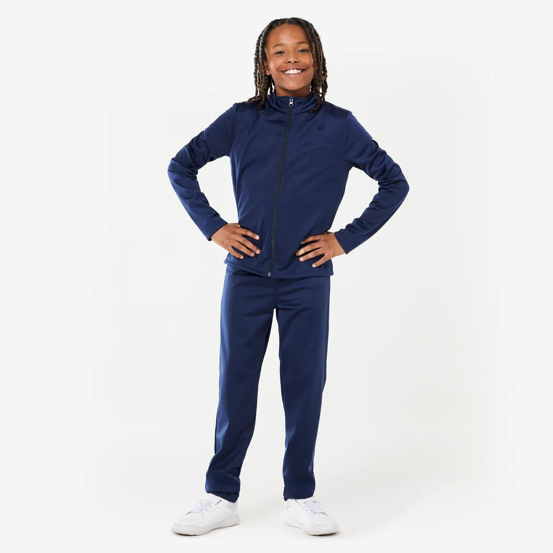 Kids' Synthetic Breathable Tracksuit Gym'Y - Blue/Navy Bottoms