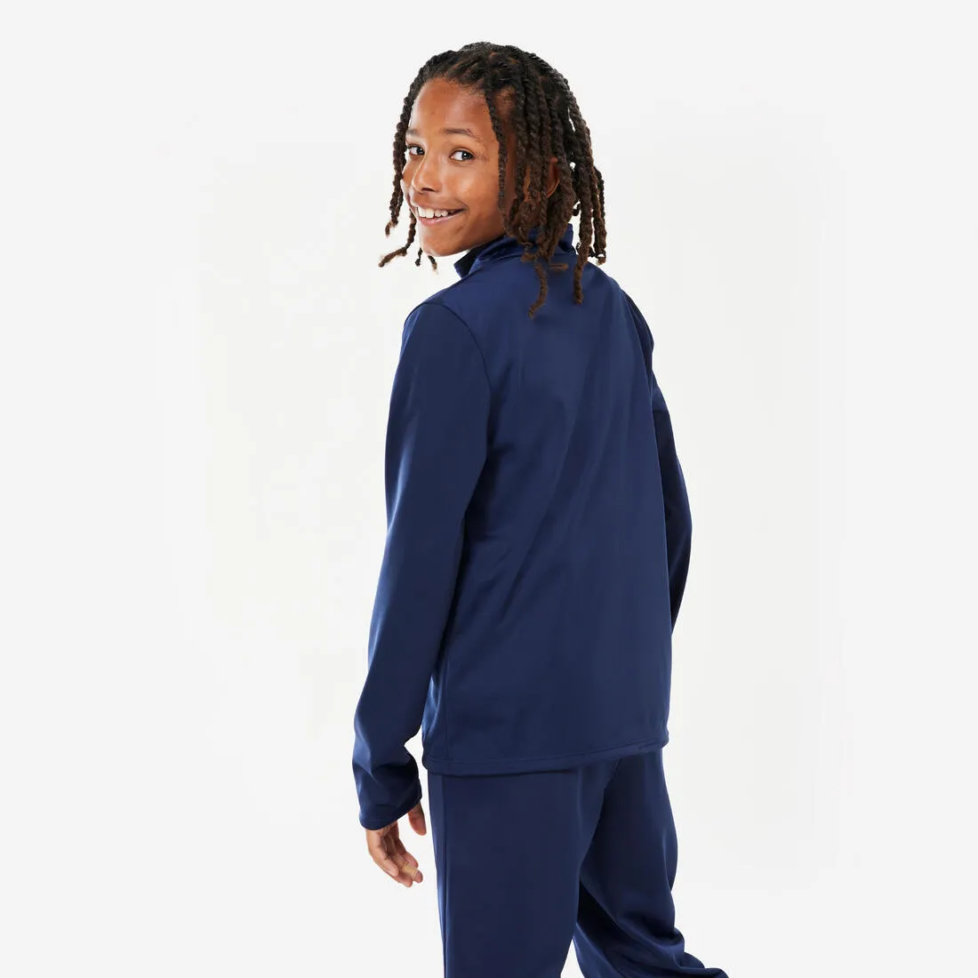 Kids' Synthetic Breathable Tracksuit Gym'Y - Blue/Navy Bottoms