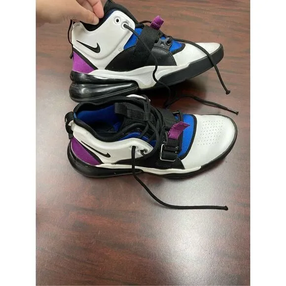Kids Nike Air Force 270 GS Shoes Size 6.5 Y- White, Blue and Purple