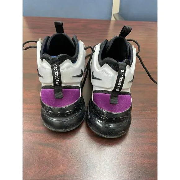 Kids Nike Air Force 270 GS Shoes Size 6.5 Y- White, Blue and Purple