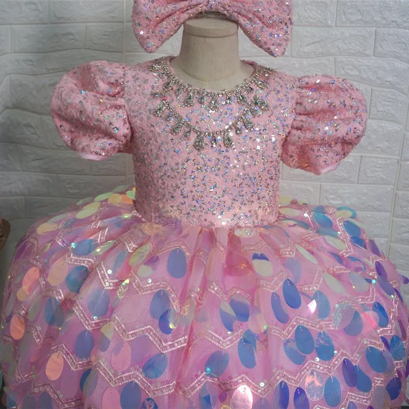 Kids/Toddler/Baby Girl/Baby Miss/Children Bling Bling Pageant Dress