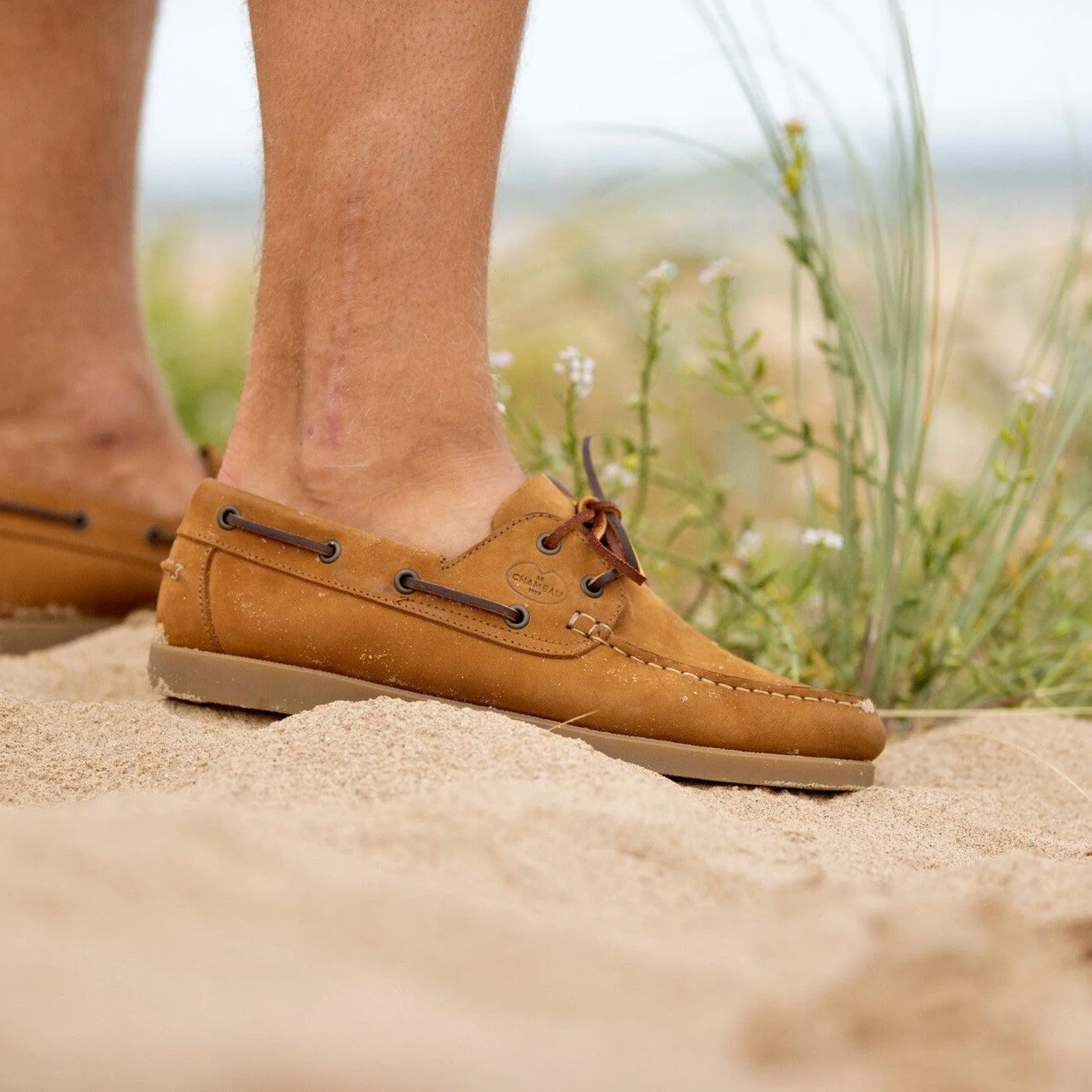 Le Chameau Mens Galion Nubuck Deck Shoes - Tan, Navy, Vert Chameau