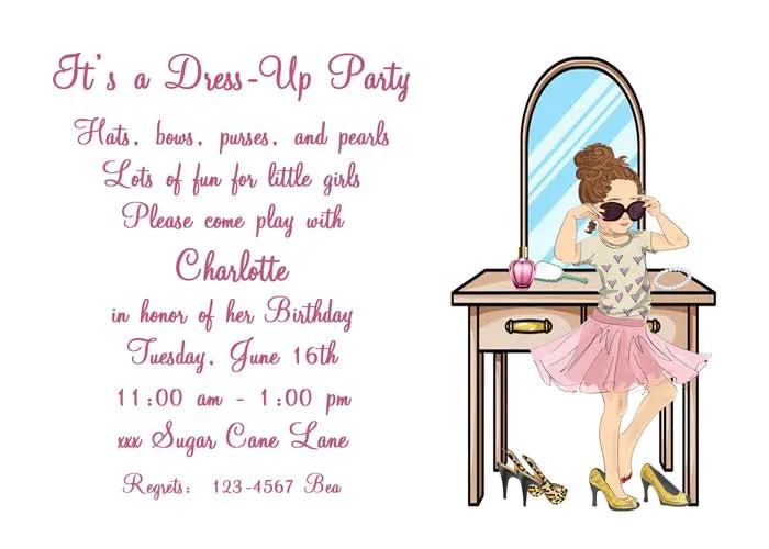 LET'S PLAY DRESS UP CUSTOM INVITATION