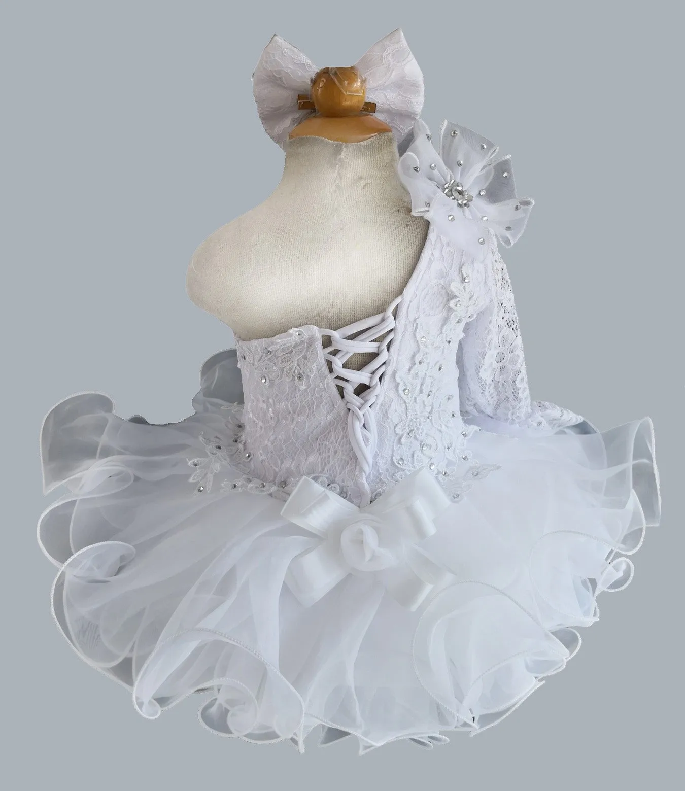 Little Girl/Toddler/Baby Miss Whie Cupcake Pageant Dress with Headbands