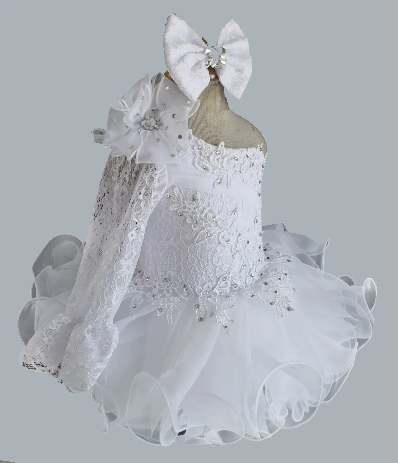 Little Girl/Toddler/Baby Miss Whie Cupcake Pageant Dress with Headbands