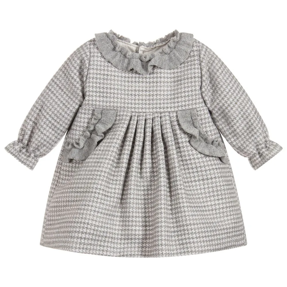 Mebi Girl's Grey Check Dress