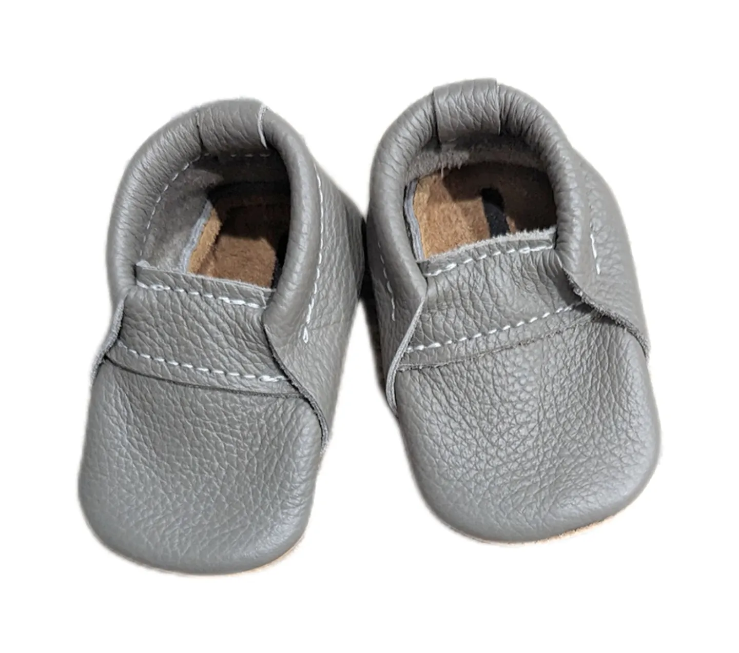 Mo & Bo grey mocs - toddler size 1 (0-3m)